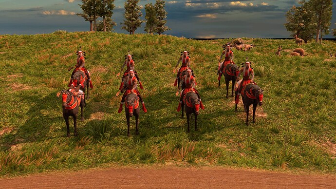 AoE III DE Lakota Champion Axe Rider at sunrise