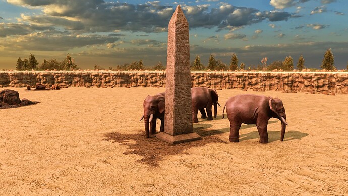 AoE III DE Thick Obelisk at sunrise