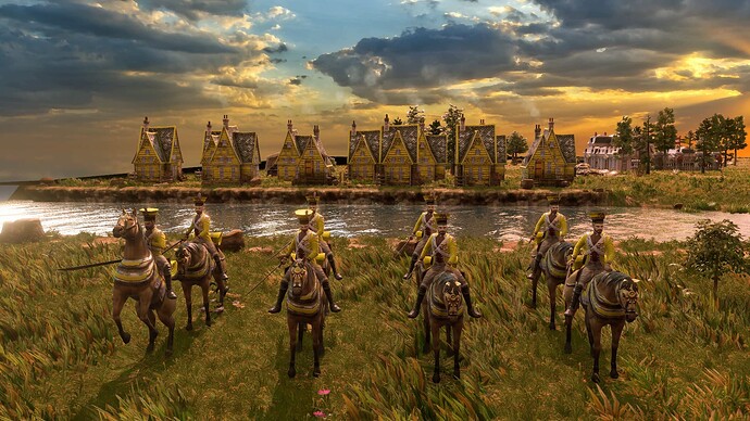 AoE III DE German Prussian Uhlan at sunrise