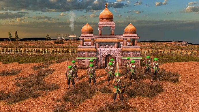 AoE III DE Indians Mansabdar Sepoy leading Honored Sepoy at sunrise