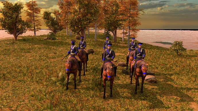 AoE III DE United States Guard Carbine Cavalry at sunrise