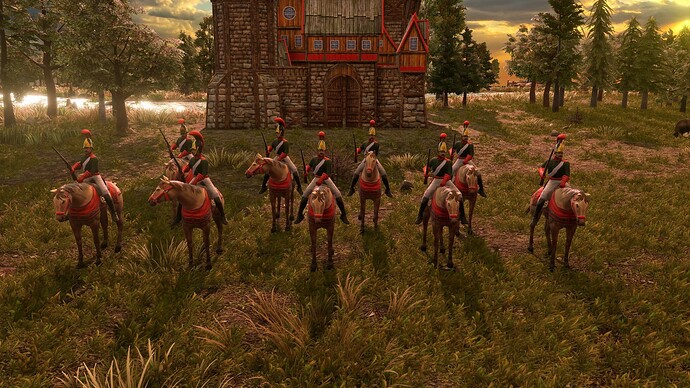 AoE III DE Russian Counter Dragoon at sunrise