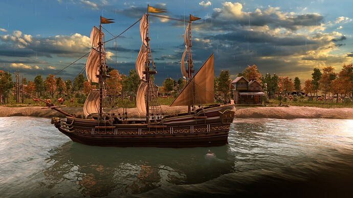 AoE III DE East Indiaman at sunrise