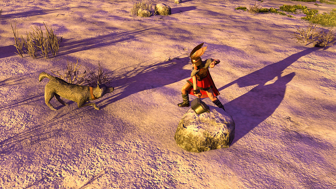 AoE III DE Thor trying to prove worthy to lift Mjölnir when Loki disguised as a wolf attacks at sunset