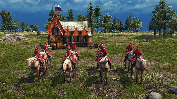 AoE III DE Russian Landed Gentry Cavalry Archers during the day