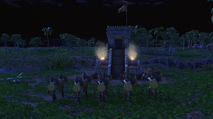 AoE III DE Aztecs Champion Otontin Slinger during the night