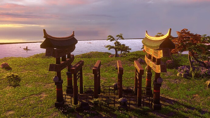 AoE III DE Torii Gates at sunset