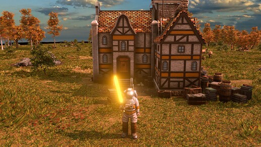 AoE III DE Astronaut armed with a Lightsword at sunrise