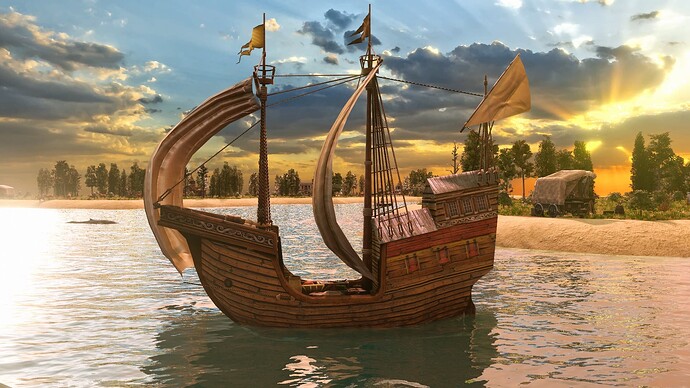 AoE III DE Oceanic Carrack at sunrise