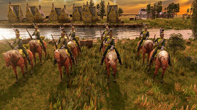 AoE III DE German Guard Prinz Chevauleger at sunrise