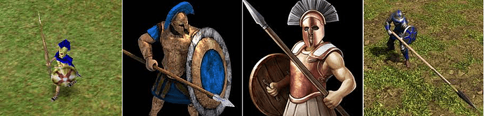 Empire Earth, AoE I DE, AoMR and AoE III DE melee infantry