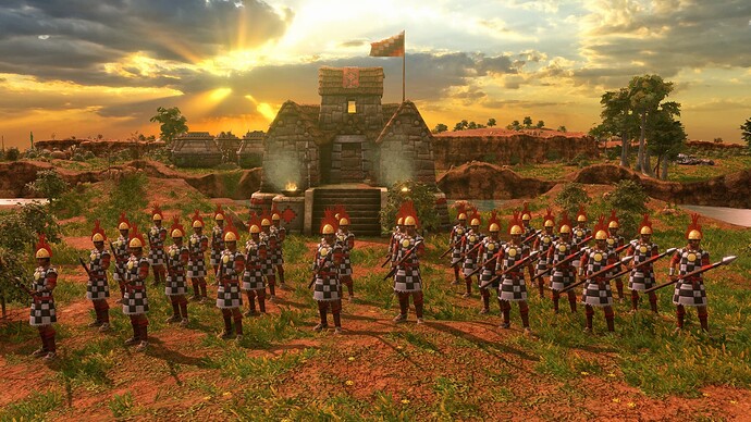 AoE III DE Inca Elite Plumed Spearman at sunrise