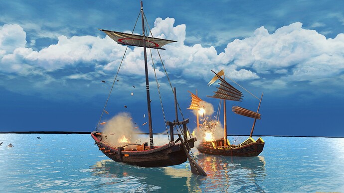 AoE III DE Japanese Fune battling Chinese War Junk during the day