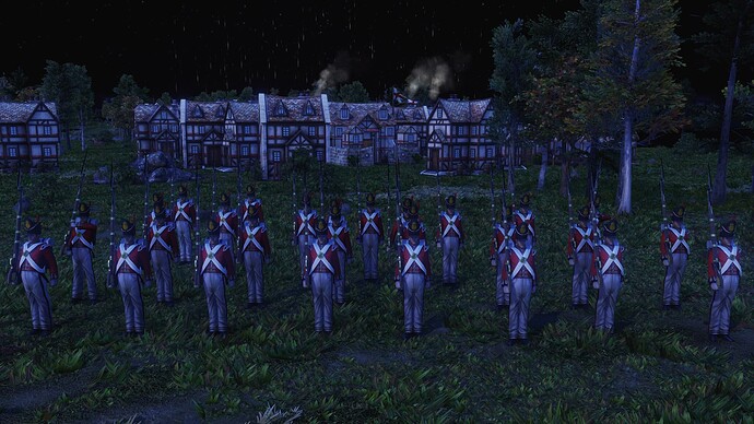 AoE III DE British Redcoat Musketeers at during the night