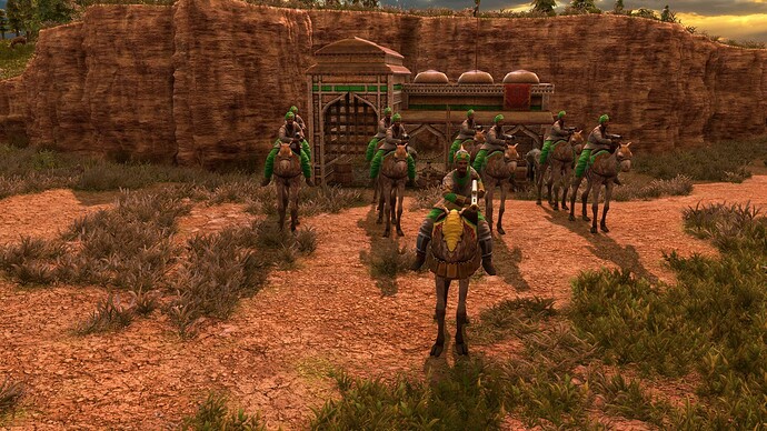 AoE III DE Indians Mansabdar Zamburak leading Zamburak at sunrise
