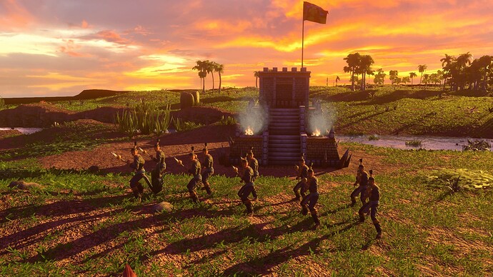 AoE III DE Aztecs Elite Puma Spearman at sunset