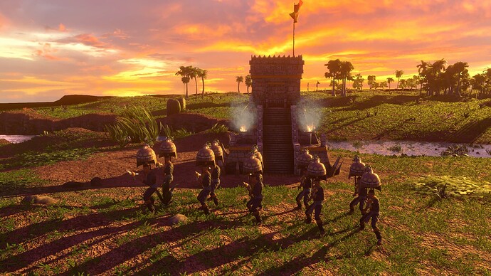 AoE III DE Aztecs Champion Puma Spearman at sunset