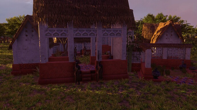 AoE III DE Akan settlement at sunset
