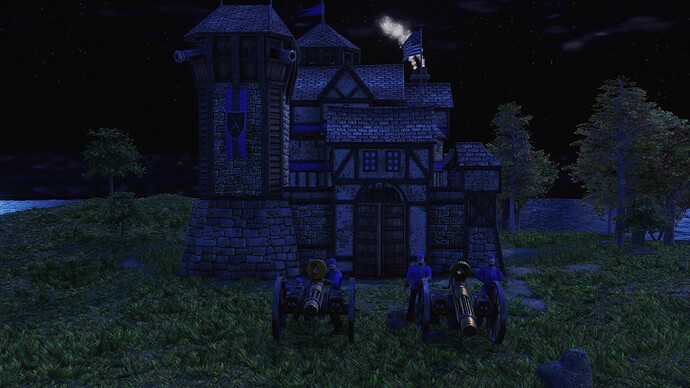 AoE III DE United States Imperial Gatling Gun during the night