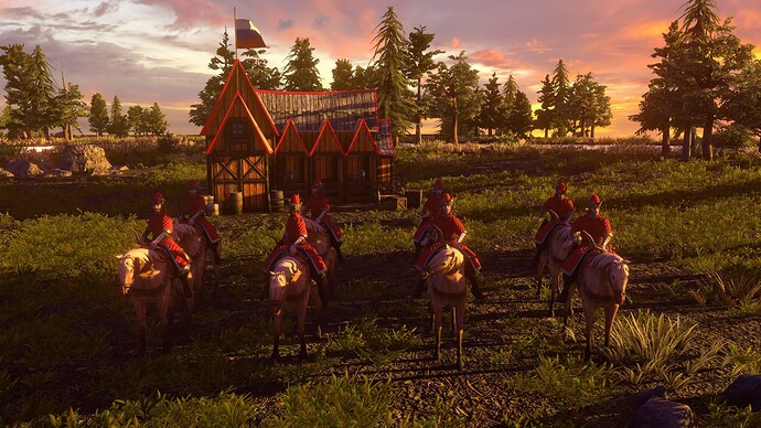 AoE III DE Russian Landed Gentry Cavalry Archers at sunset