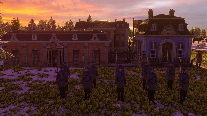 AoE III DE House of Oldenburg Northern Veteran Musketeer at sunset