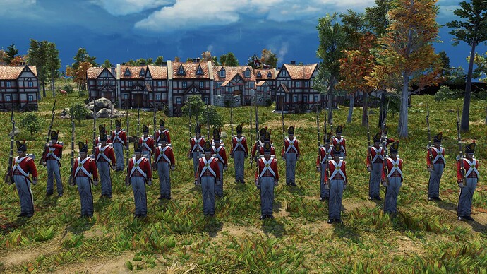 AoE III DE British Redcoat Musketeers during the day