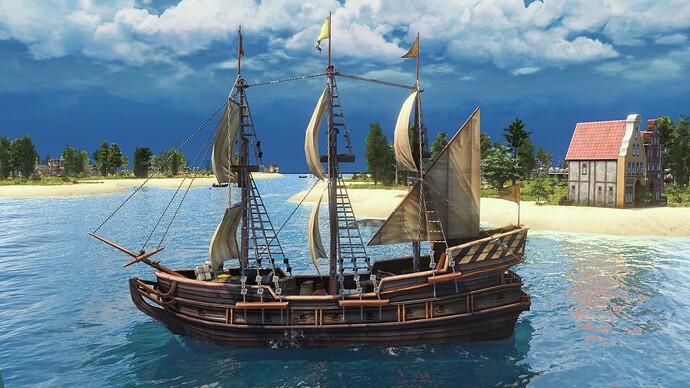 AoE III DE Trade Galleon during the day