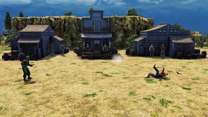 AoE III DE Bandido blows away a Gunslinger in a shootout during the day