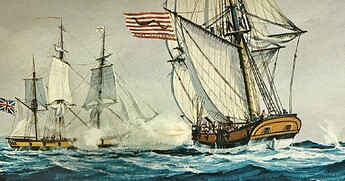 American privateer General Montgomery battling Millern,an English ship