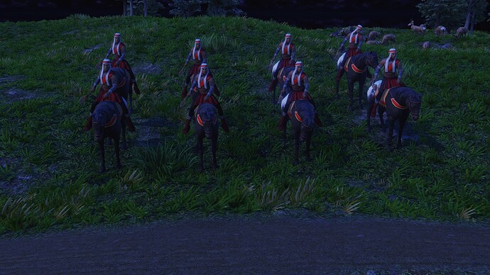 AoE III DE Lakota Elite Axe Rider during the night