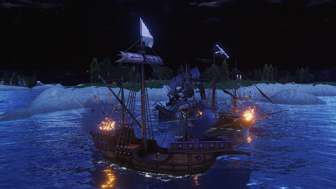 AoE III DE Portuguese Caravel attacking Pirates during the night
