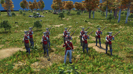 AoE III DE Militia Officer leading Canadian Militia during the day
