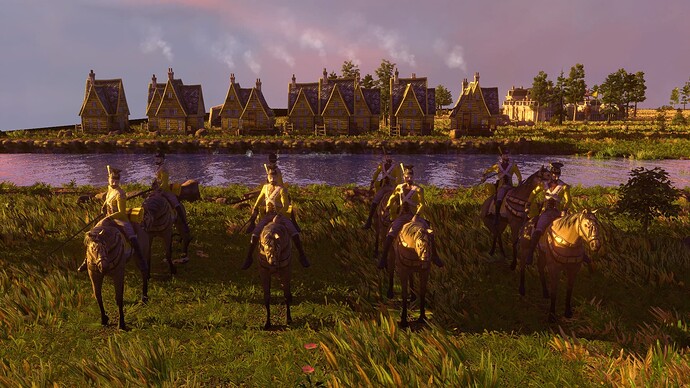 AoE III DE German Veteran Uhlan at sunset