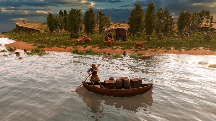 AoE III DE River Trader at sunrise