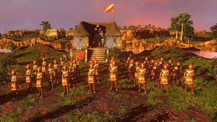 AoE III DE Inca Plumed Spearman at sunset