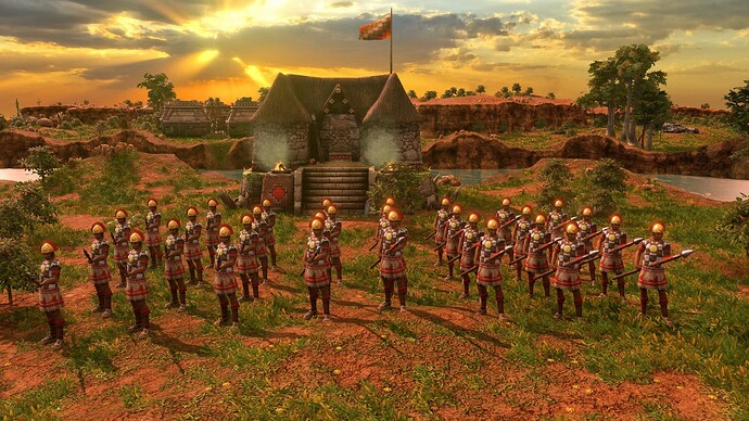 AoE III DE Inca Plumed Spearman at sunrise