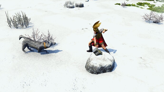AoE III DE Thor trying to prove worthy to lift Mjölnir when Loki disguised as a wolf attacks during the day