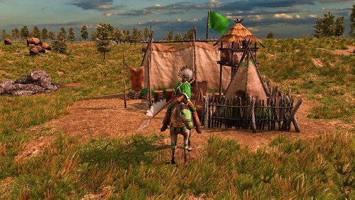 AoE III DE Default Lakota War Chief at sunrise