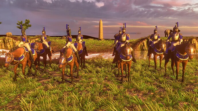 AoE III DE French Gendarme Cuirassier at sunset