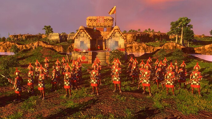 AoE III DE Inca Champion Plumed Spearman at sunset