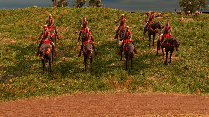 AoE III DE Lakota Elite Axe Rider at sunrise