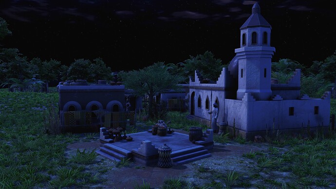 AoE III DE Sudanese settlement at night