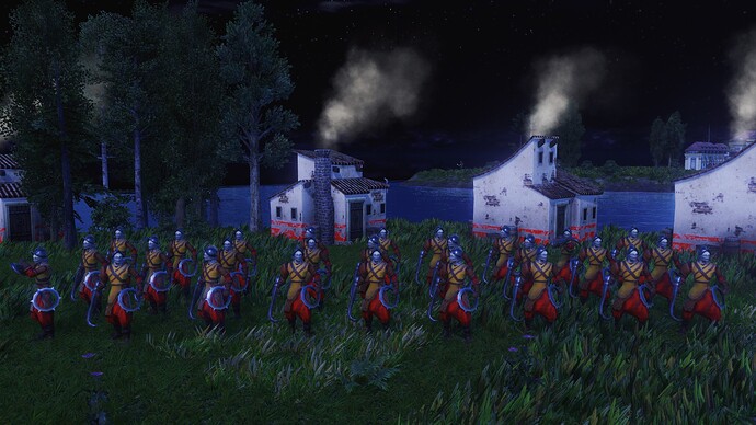 AoE III Maltese Veteran Fire Thrower during the night