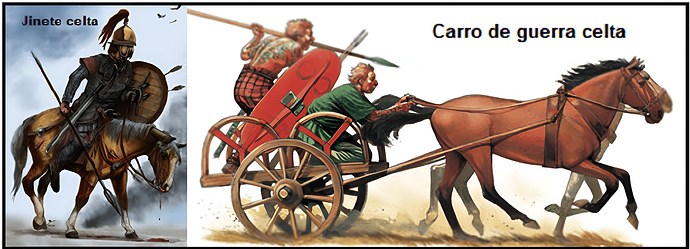 jinete y carro de guerra celta