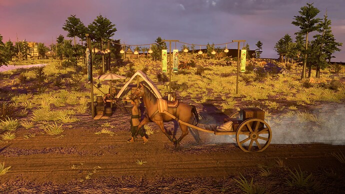 AoE III DE Trade Cart at sunset