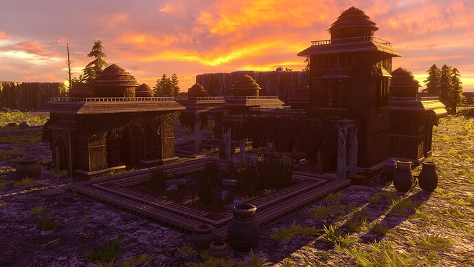 AoE III DE Bhakti Temple at sunset
