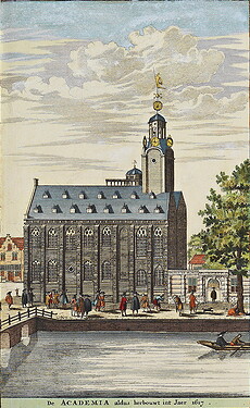 Universidad de leiden -Academiegebouw (Leiden) - Atlas_de_Wit_1698-pl017b-Leiden_-_Academiegebouw