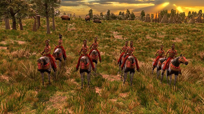 AoE III DE Lakota Champion Bow Rider at sunrise