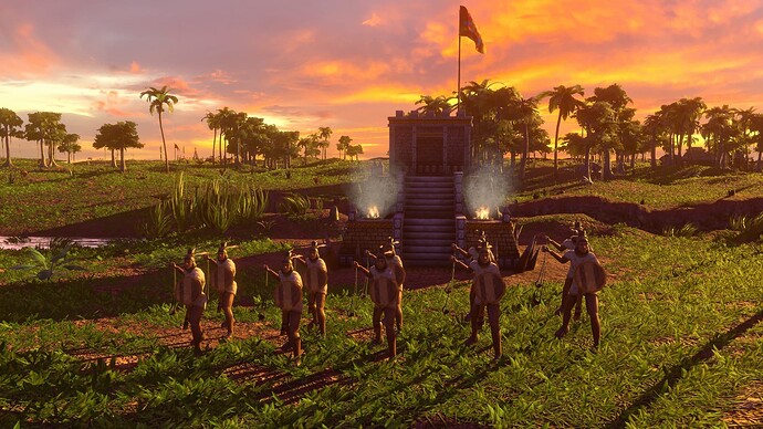 AoE III DE Aztecs Elite Otontin Slinger at sunset
