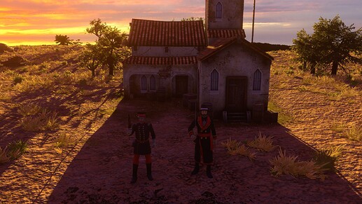 AoE III DE Revolutionary General and Padre at sunset